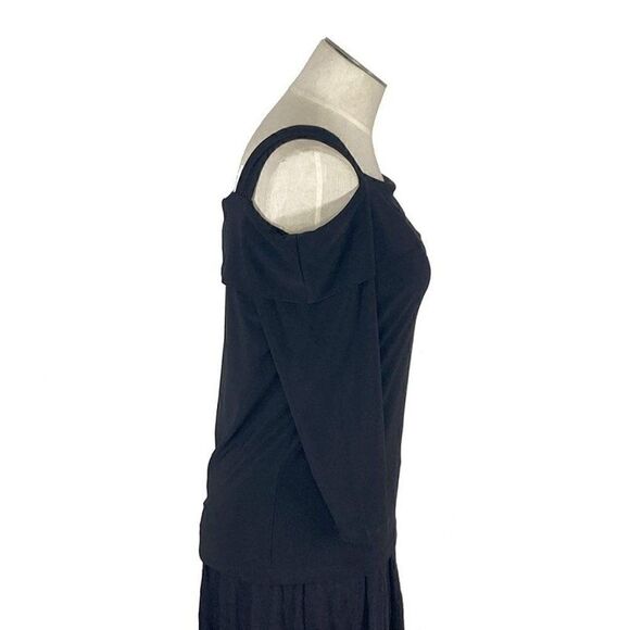 Clara Sun Woo XS Black Cold Shoulder Top Art To Wear Lagenlook - Picture 6 of 7